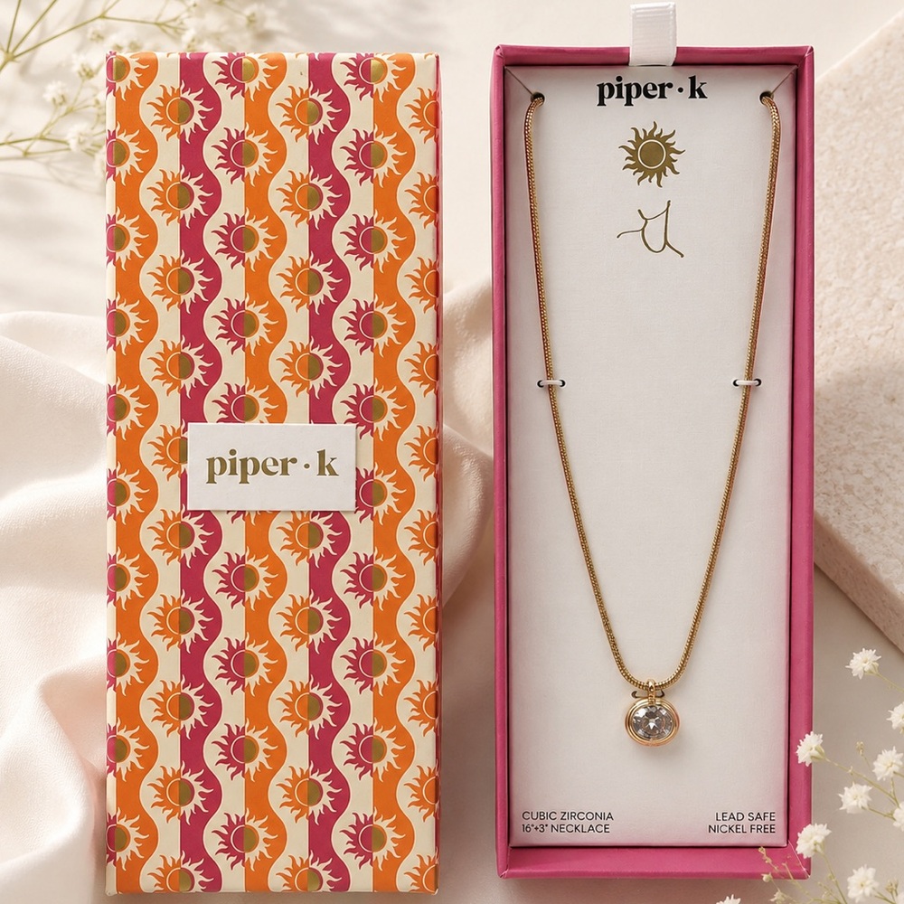 *New* Piper K Gold and Round Cut Cubic Zirconia Necklace